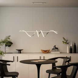 HOMCOM LED Pendant Light, Modern Ceiling Light with three Temperatures, Adjustable Height Hanging Fixture with Wall Switch for Kitchen Island, Dining Room, Silver Tone Silver