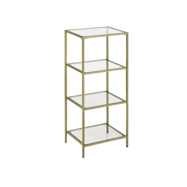 Glass 4 Tier Side End Table Gold Gold
