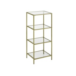 Glass 4 Tier Side End Table Gold Gold