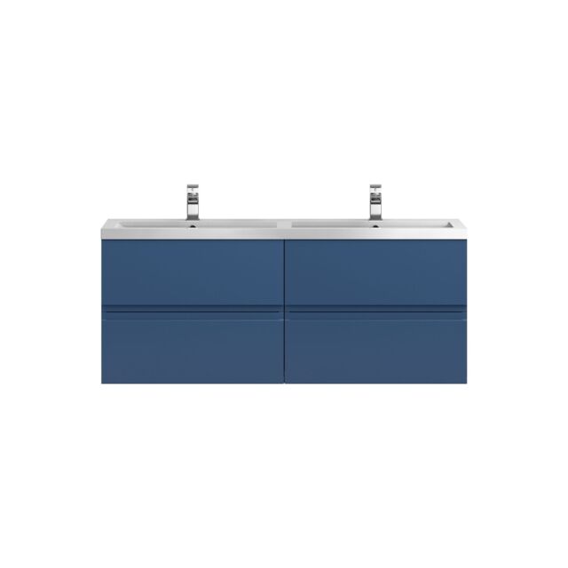 Balterley Mavesyn Contemporary 4 Drawer Wall Hung Vanity Unit with Basin, Dark Blue, 1200mm