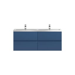 Balterley Mavesyn Contemporary 4 Drawer Wall Hung Vanity Unit with Basin, Dark Blue, 1200mm