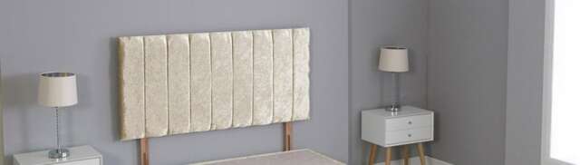 "Cream Crushed Velvet 9 Panel Headboard Cream 2FT6 Small Single 26""inch Headboard"