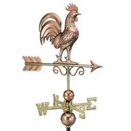 Bantam Rooster Farmhouse Copper Weathervane - Steel - L47 x W47 x H86.6 cm