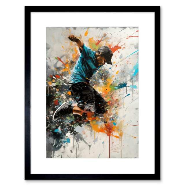 "Parkour Jump Urban Sport Action Shot 9x7"" Black Framed Wall Art Print"