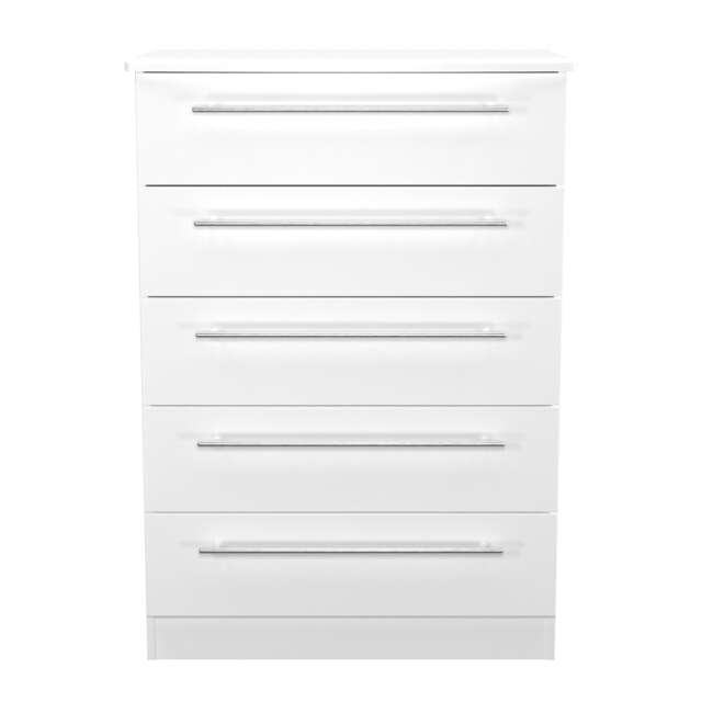 Carlton 5 Drawer Chest of Drawers in Porcelain Matt (Ready Assembled) White Porcelain Matt