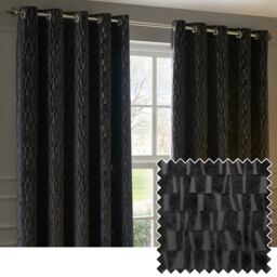 Paoletti Manhattan Velvet Room Darkening Eyelet Curtain Pair Charcoal (W)229cmx (D)229cm Grey Charcoal One Size