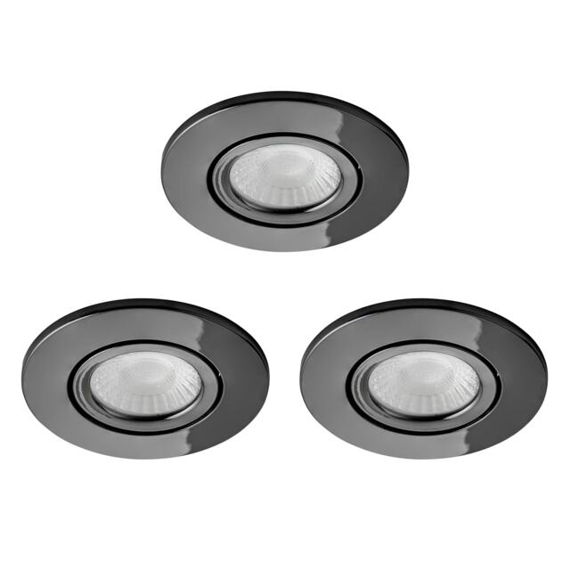 BHS 3 x Ruva LED Fire Rated IP65 Recessed Spotlight Black Black Chrome 1