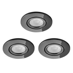 BHS 3 x Ruva LED Fire Rated IP65 Recessed Spotlight Black Black Chrome 1