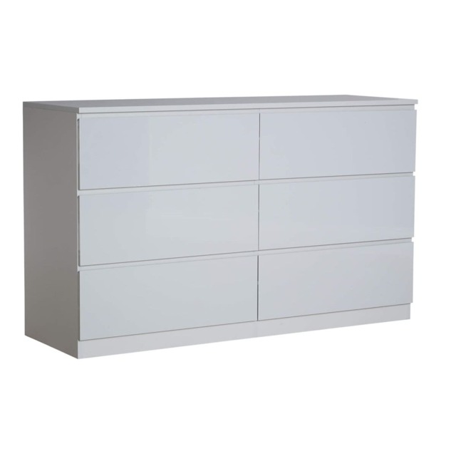 Keaton Matt White 6 Drawer Double Freestanding Chest Of Drawers (40 x 81 x 106cm - D x H x W) White White 1