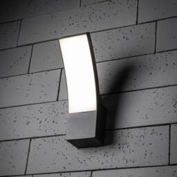 CGC Lighting Millie Anthracite Curved LED Wall Light 12W 4000K IP54 Diecast Aluminium Opal Diffuser Grey Anthracite Dark Grey Height: 24.3 cm Width: 8 cm Depth: 15.9 cm