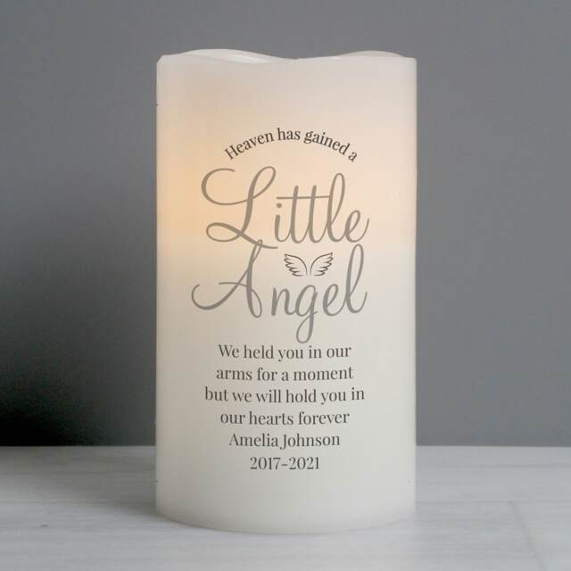 Personalised Little Angel LED Candle Cream