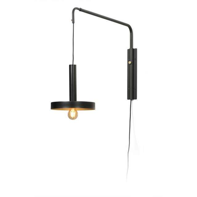 Whizz Wall Light Extendable Black, Satin Gold 1x E27