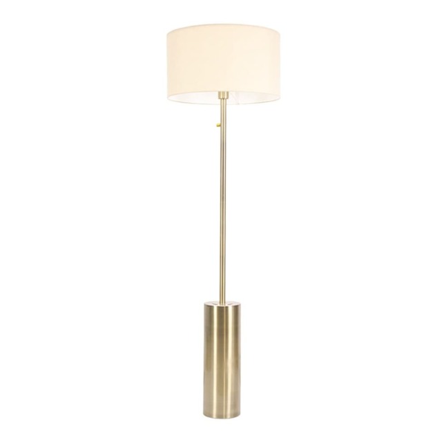 ValueLights Lexy Antique Brass Dimmable Floor Lamp Cream Shade and Bulb