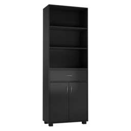 5-Tier Wooden Display Cabinet with Shelves & Drawer Black 76 x 32 x 15.5 1