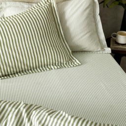 Yard Hebden Mélange Stripe Olive Fitted Sheet, King Multi King