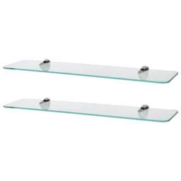 Harbour Housewares Rounded Floating Glass Shelf - 60cm - Metallic Brackets - Bathroom Shower Storage Vanity Display Unit Shelf Silver Chrome 2