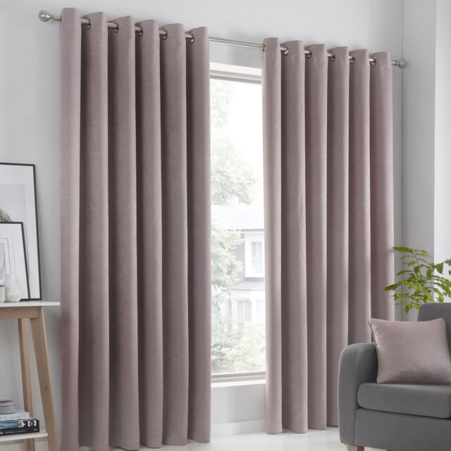 Fusion Strata Eyelet Curtains Blush