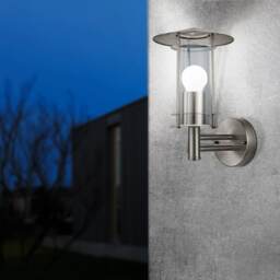 EGLO Lisio Stainless-Steel & Glass Exterior Wall Light