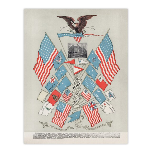 "Flags of the American Union Vintage 1901 Wall Art Poster Print 12X16"""
