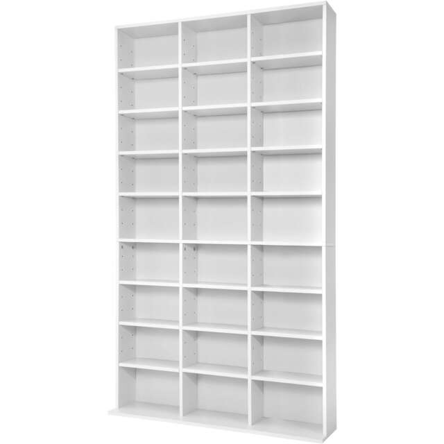CD Shelf Unit Christel - 27 compartments for up to 1080 CDs White white 102 x 23,50 x 180 cm 1