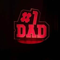 Number 1 Dad Football Style Acrylic Sign with LED Light Base