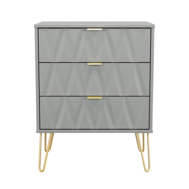 Dallas 3 Drawer Midi Chest of Drawers in Dusk Grey (Ready Assembled) Grey Dusk Grey