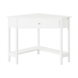 SoBuy FWT31-W,Corner Desk Study Table Office Desk with Drawer and Shelf White White 1