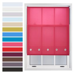 FURNISHED Roller Blinds with Chrome Round Eyelets and Metal Fittings Cut to Size Sheer Window Shade Pink Fuchsia (W) 240cm x (L) 210cm