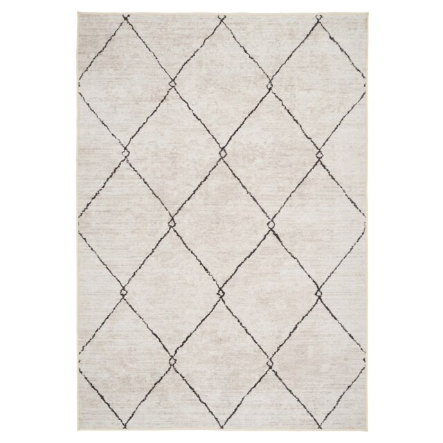 Multi-Colour Abstract Soft Chenille Washable Living Room Area Rug-240x330cm Cream