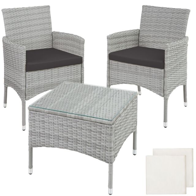 Garden Furniture Set Lucerne - 2 armchairs, coffee table, two sets of cushion covers Grey light grey 84 x 60 x 61 cm 1