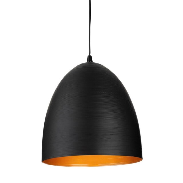 Moon Dome Pendant Black with Satin Gold Inside 1xE27