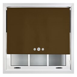 FURNISHED Custom Fit Blackout Roller Blinds with Triple Round Eyelets & Metal Fittings Brown Brown (W) 150cm x (L) 165cm