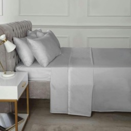 180TC Percale Fitted Sheet 10 Inch and Pillowcase Pair Grey Grey Grey Double 1