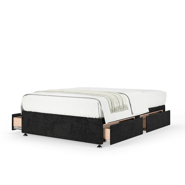 Signature Platinum 2000 Pocket Sprung Black Naples Velvet 4 Drawer Divan Set Super King