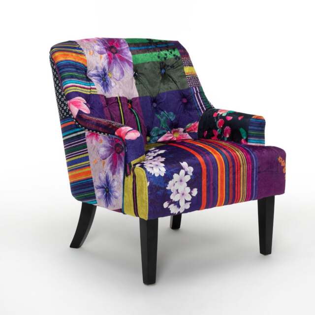 Fabric Patchwork Lydia Accent Chair