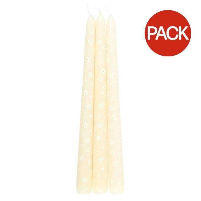 Something Different Carrot Patch Daisy Taper Candle (Pack of 3) - White/Yellow - One Size White One Size