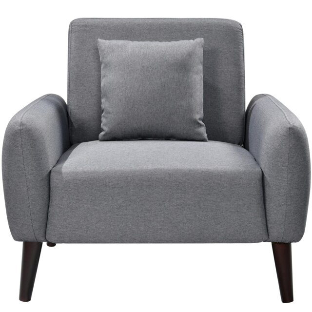 Grey Linen Fabric Arm Chair
