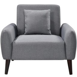 Grey Linen Fabric Arm Chair
