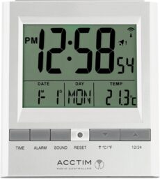 Acctim Chula Radio Controlled LCD Digital Display Couples Dual Alarm Clock Date & Temperature Display