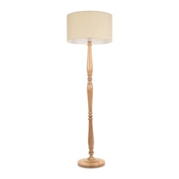 ValueLights Victoria Light Wood Floor Lamp Cream Shade and Bulb