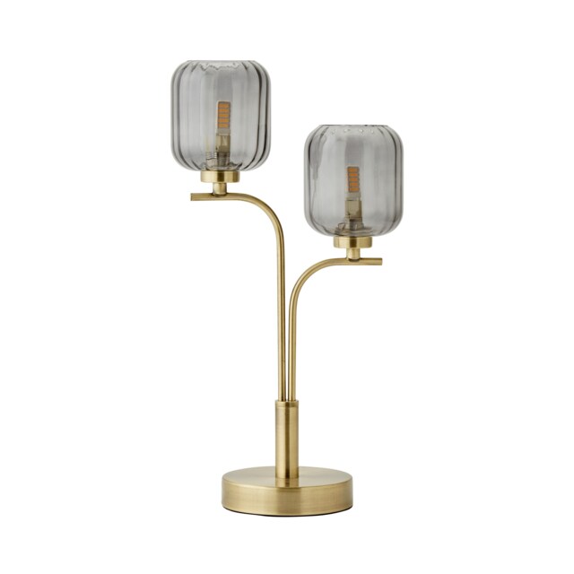 ValueLights Amelie Gold 2 Way Ribbed Glass Lamp Table Light & Bulbs Gold