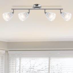 COSYLYTE Athella Bathroom 4 Light Modern Ribbed Glass Spotlight - Chrome Base Chrome 1