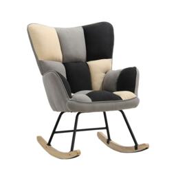 Living and Home Tufted Linen Upholstered Rocking Chair for Home