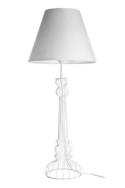 Interiors by Premier White Silhouette Table Lamp, Metal Wire Base with Elegant Contour Design, Soft Fabric Shade for Living Room