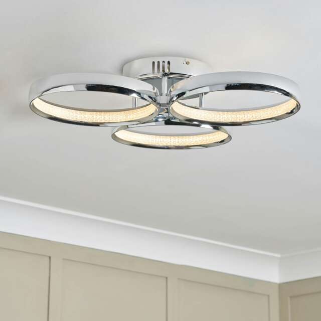BHS Lena Flush Ceiling Light, Chrome