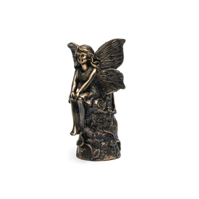 Cane Companions Figurine Antique Bronze Fairy Sitting On Tree