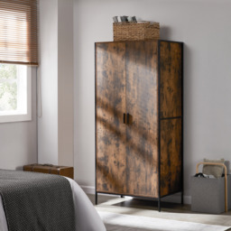 Vida Designs Brooklyn 2 Door Wardrobe With Shelf & Clothes Rail, Dark Wood