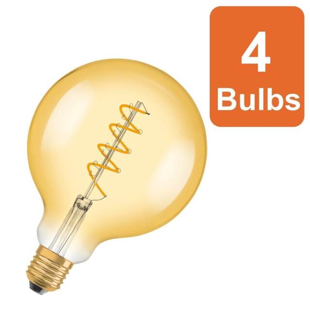 Osram Vintage 1906 LED Globe 28 Filament Lamp Bulb 28W Gold Dimmable E27 4 Pack