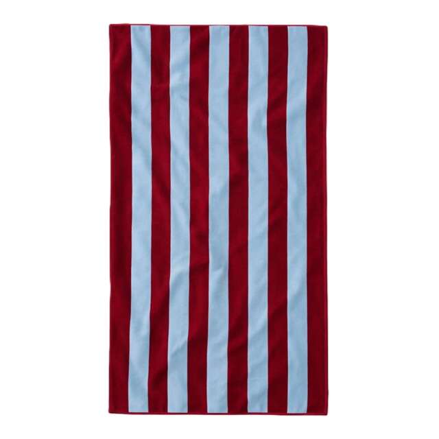 Extra Large Organic Cotton Striped Beach Towel Red Burgundy/Sky Blue One size 1