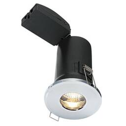 Shieldplus Fire Rated 1 Light Bathroom Recessed Light Chrome Plate, Glass IP65, GU10